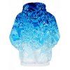 Sweat à Capuche à Imprimé Glace avec Poche - Bleu Cristal 2XL