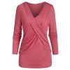 T-shirt Croisé à Col V - Rose Pastèque L