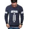 Letter Star Graphic Fuzzy Crew Neck Sweater - CADETBLUE 2XL