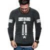 Letter Star Graphic Fuzzy Crew Neck Sweater - BLACK XL