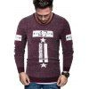 Letter Star Graphic Fuzzy Crew Neck Sweater - RED XL