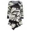 T-shirt Asymétrique Long Motif de Peinture Abstraite - multicolor A M