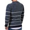 Letter Striped Long Sleeve Fuzzy Sweater - CADETBLUE L