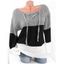 Plus Size Colorblock Lace Up Chunky Sweater - GRAY 1X