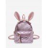 Mini Sac à Dos Brillant Oreille de Lapin avec Poche en Avant - Rose Cochon 