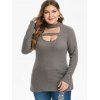 Plus Size Cut Out Heathered Knitwear - LIGHT GRAY L