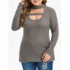 Plus Size Cut Out Heathered Knitwear - LIGHT GRAY L
