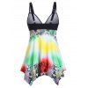 Plus Size Knotted Snake Print Ombre Tankini Swimsuit - multicolor L