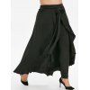 Pantalon à Taille Nouée à Volants Grande-Taille - Noir 5X