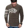 Tiger Graphic Crew Neck Chenille Sweater - COFFEE M
