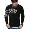 Tiger Graphic Crew Neck Chenille Sweater - BLACK L