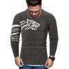 Tiger Graphic Crew Neck Chenille Sweater - DARK GRAY XL
