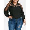 Chemisier Panneau en Maille de Grande Taille Manches Raglan à Col Noué - Noir 2X