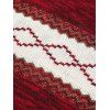 Rhombus Graphic Crew Neck Heather Knit Sweater - RED XS