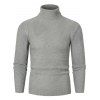Solid Color Turtleneck Slant Ribbed Sweater - GRAY XL