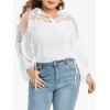 Chemisier Panneau en Maille de Grande Taille Manches Raglan à Col Noué - Blanc 2X