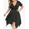 Plus Size Plunge Neck Ruffle Mouchoir Robe - Noir L