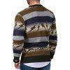 Striped Lightning Graphic Crew Neck Fleece Sweater - GREEN M