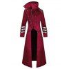 Manteau Gothique Panneau Métallique avec Zip en Avant - Rouge 2XL