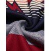 Striped Lightning Graphic Crew Neck Fleece Sweater - RED 2XL