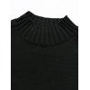 Contrast Color Mock Neck Drop Shoulder Sweater - BLACK 2XL