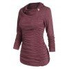 T-shirt Chiné à Col Bénitier à Volants - Rouge Vineux L