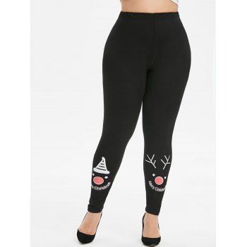 

Merry Christmas Graphic High Waisted Plus Size Leggings, Black