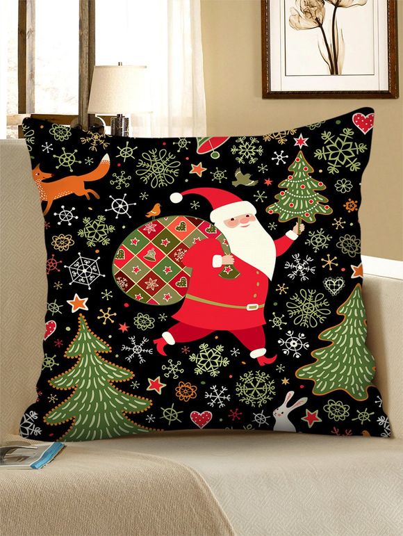 Housse de Coussin Père Noël et Sapin en Polyester - multicolor W18 X L18 INCH