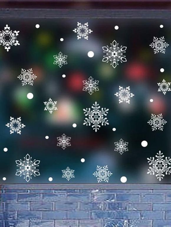 Autocollant Mural Décoratif de Noël Flocon de Neige - Blanc 