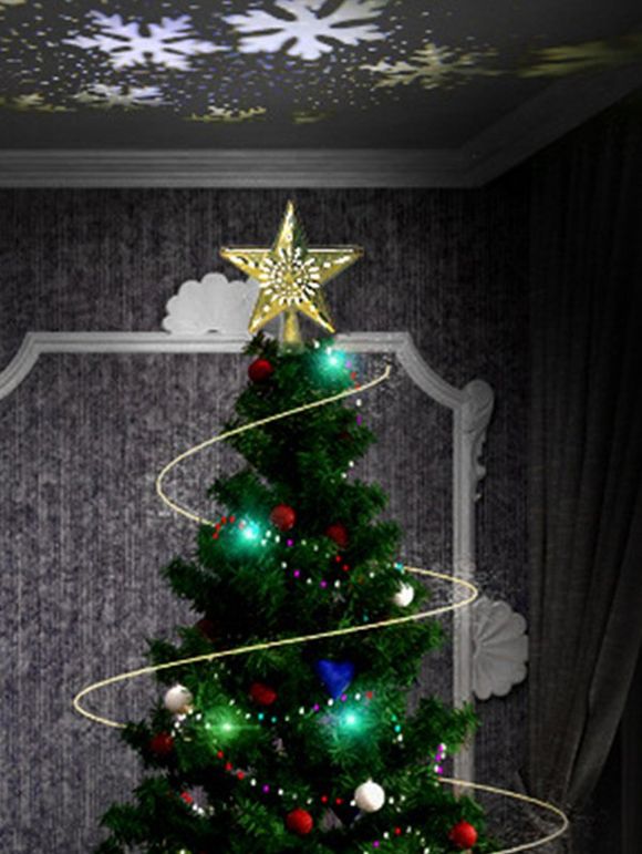 Forme étoilée d'arbre de Noël Topper avec Rotatif Projecteur LED - Or AU PLUG