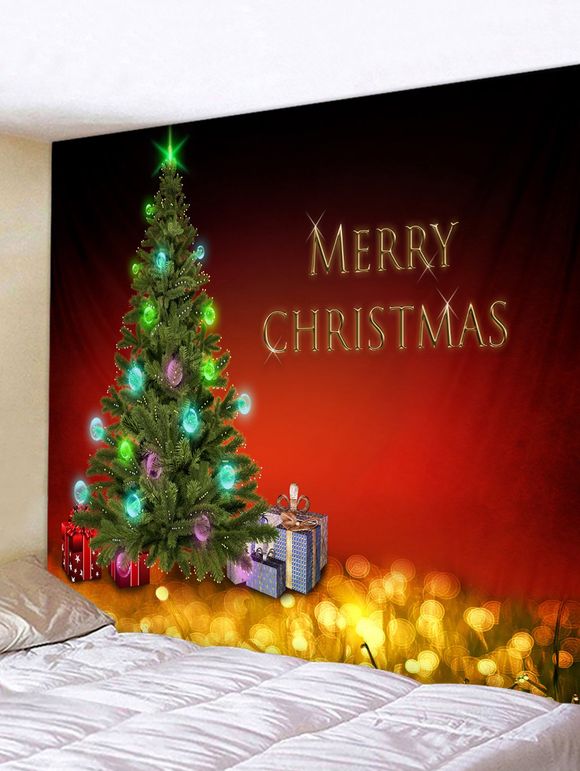 Tapisserie Murale Pendante Art Décoration Sapin de Noël et Cadeaux Imprimés - multicolor W59 X L51 INCH