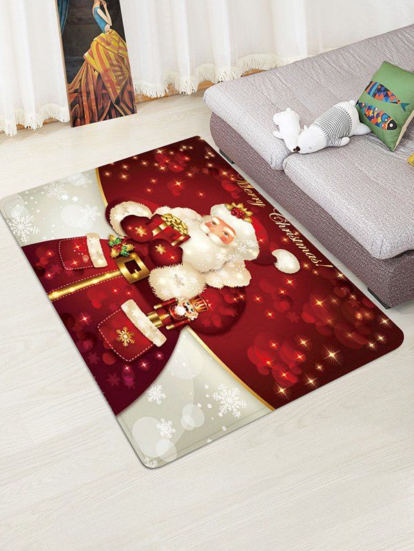 

Christmas Letter Santa Claus Print Floor Rug, Multi