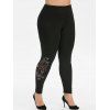 Leggings Taille papillon strass taille haute Plus - Noir 3X
