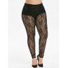 Leggings Taille haute Waisted ajourées Lace Plus - Noir 4X