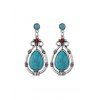 Boucles d'Oreilles Goutte d'Eau Evidé en Fausse Turquoise - Argent 