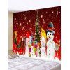 Tapisserie Murale Pendante Art Décoration Sapin de Noël et Famille de Bonhomme de Neige Imprimés - multicolor W59 X L51 INCH