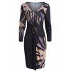 Mini Robe Boutonnée Tordue Imprimée à Col V - multicolor A M