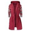 Plus Size Vérifié Splicing Manteau à capuchon - Rouge Vineux 5X