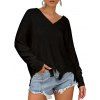 Pull Goutte Epaule à Col V - Noir L