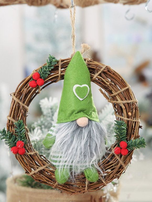 Père Noël Couronne Décoration Hanging - Vert 