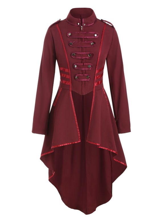 Manteau Zippé Jointif avec Ruban - Rouge Vineux XL