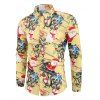 Chemise Boutonnée Père Noël Bonhomme de Neige et Bonbon Imprimés - Jaune L