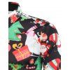 Chemise à Imprimé Père Noël Bonhomme de Neige et Arbre de Noël à Manches Longues - Noir XL