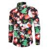 Chemise à Imprimé Père Noël Bonhomme de Neige et Arbre de Noël à Manches Longues - Noir 3XL