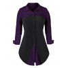 Chemise Bicolore Boutonnée à Manches Longues Grande Taille - Orchidée Foncée M
