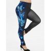 Legging Papillon Imprimé à Taille Haute Grande Taille - Noir L