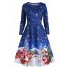 Christmas Snowflake Print Plus Size A Line Dress - BLUE 4X