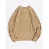 Solid Color Cable Knit Pullover Sweater - KHAKI S