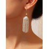 Boucles d'Oreilles au Crochet Perlées en Fausse Gemme - Blanc 