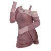 T-shirt Tordu Epaule Dénudée de Grande Taille à Col Oblique - Rose L